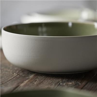 North Seramik Salata Kasesi Mat Beyaz/Parlak Yosun Çap:25 Cm