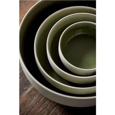 North Seramik Salata Kasesi Mat Beyaz/Parlak Yosun Çap:25 Cm