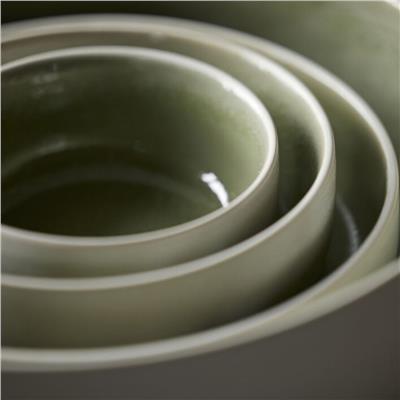 North Seramik Salata Kasesi Mat Beyaz/Parlak Yosun Çap:25 Cm