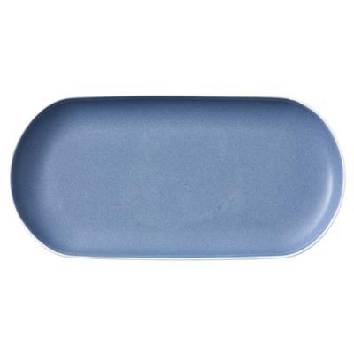 North Seramik Servis Tabağı Mat Beyaz/Mat Nehir 19 X 38 Cm