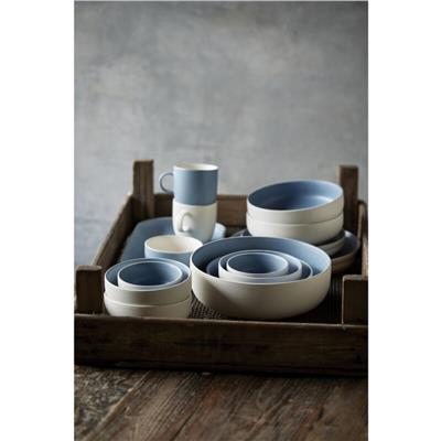 North Seramik Servis Tabağı Mat Beyaz/Mat Nehir 19 X 38 Cm