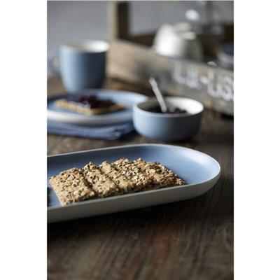 North Seramik Servis Tabağı Mat Beyaz/Mat Nehir 19 X 38 Cm