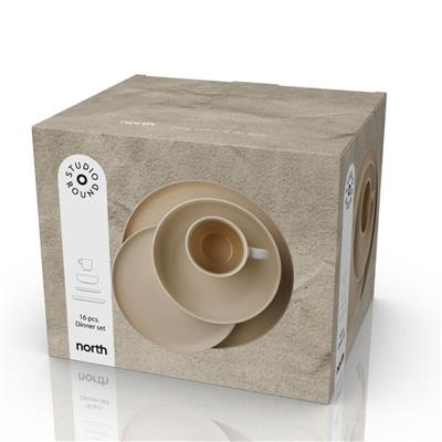 North Seramik Yemek Takımı 16 Parça Mat Beyaz/Mat Kum