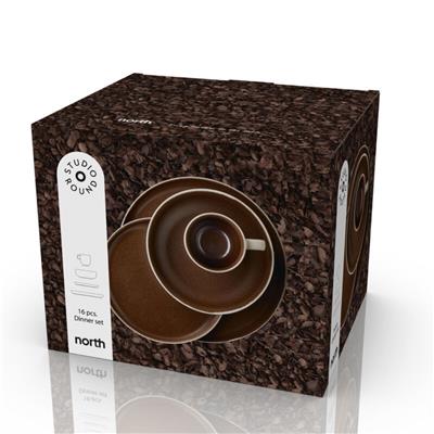 North Seramik Yemek Takımı 16 Parça Mat Beyaz/Mat Kabuk