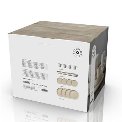 North Seramik Yemek Takımı 16 Parça Mat Beyaz/Mat Kum