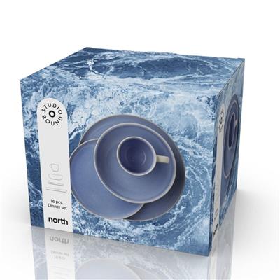 North Seramik Yemek Takımı 16 Parça Mat Beyaz/Parlak Nehir