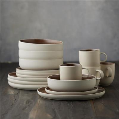 North Seramik Yemek Takımı 16 Parça Mat Beyaz/Mat Kabuk