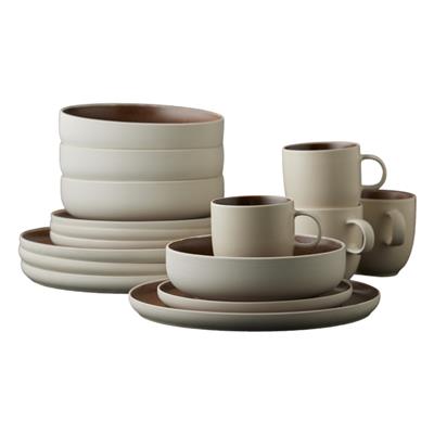 North Seramik Yemek Takımı 16 Parça Mat Beyaz/Mat Kabuk