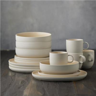 North Seramik Yemek Takımı 16 Parça Mat Beyaz/Mat Kum