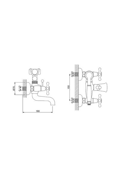 Nostalgıc Banyo Bataryası - Bronz