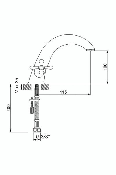 Nostalgıc Lavabo Bataryası - Bronz