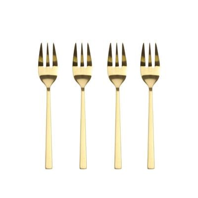 Pasta Çatalı 4 Adet Paslanmaz Çelik Pirinç Rengi