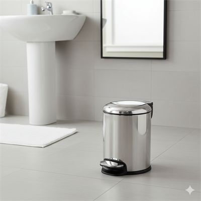 Pedallı 3 L Parlak Nikel Çöp Kovası 26x20x20 cm