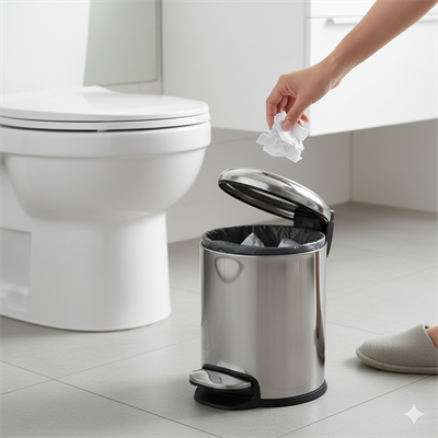 Pedallı 5 L Parlak Nikel Çöp Kovası 31x23x20 cm