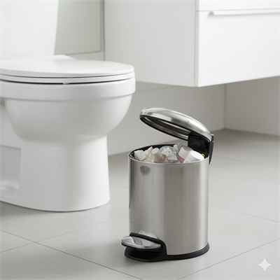 Pedallı 5 L Parlak Nikel Çöp Kovası 31x23x20 cm