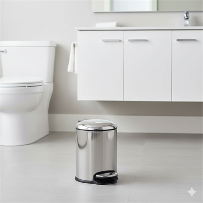 Pedallı 5 L Parlak Nikel Çöp Kovası 31x23x20 cm