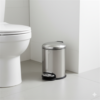 Pedallı 5 L Parlak Nikel Çöp Kovası 31x23x20 cm