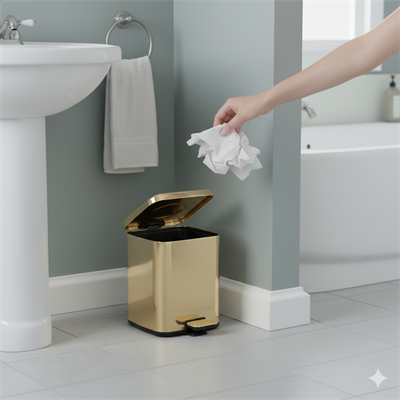 Pedallı 9 L Gold Çöp Kovası 31x23x31 cm