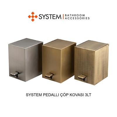 Pedallı Kare Çöp Kovası 3 Lt Gold Branch 262X245X180 Mm