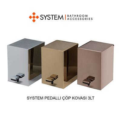 Pedallı Kare Çöp Kovası 3 Lt Krom 262x245x180 mm