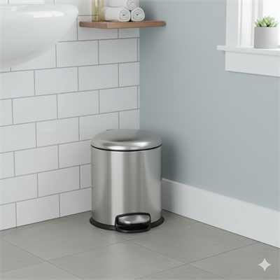 Pedallı 5 L Saten Çöp Kovası 31x23x20 cm