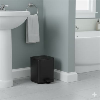 Pedallı 9 L Siyah Çöp Kovası 31x23x31 cm
