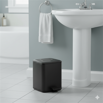 Pedallı 9 L Siyah Çöp Kovası 31x23x31 cm