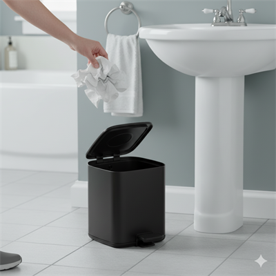 Pedallı 9 L Siyah Çöp Kovası 31x23x31 cm