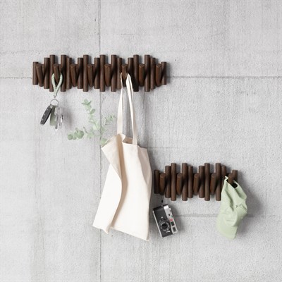Picket Duvara Monte 8Li Askılık Eskitilmiş Ceviz 38x17x4 cm