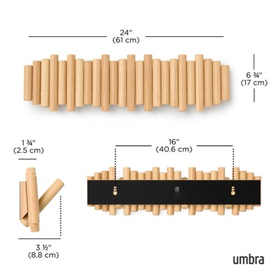 Picket Duvara Monte 8Li Askılık Naturel 38x17x4 cm