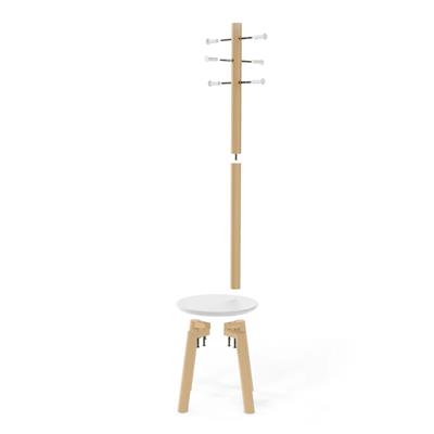 Pıllar Beyaz Tabure Ve Portmanto