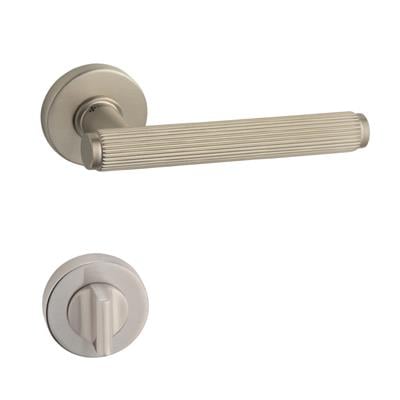 Pıxel-L Rozetli Kapı Kolu Takımı Saten Rengi