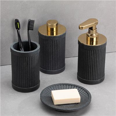 Reçine Tezgah Üstü Katı Sabunluk Siyah Siyah Renk 47X118X145 Mm