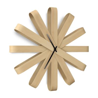 Ribbonwood Duvar Saati Doğal Renk Çap: 50 cm