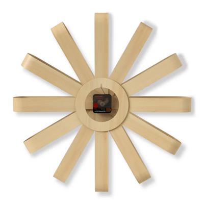 Ribbonwood Duvar Saati Doğal Renk Çap: 50 cm