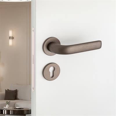 Rıven Rozetli Kapı Kolu Koyu Bronz Saten Renk