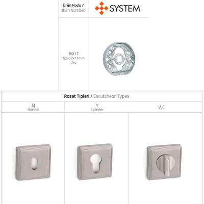 RO17 Kapı Kolu Rozeti WC Antik 53x53x10 mm
