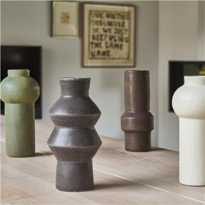 Rost Taş Vazo Koyu Kahverengi 30 Cm - Çap:12 Cm