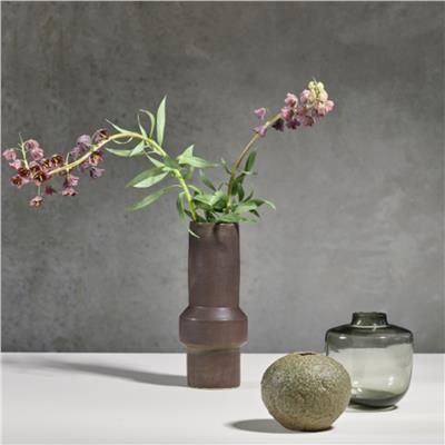 Rost Taş Vazo Koyu Kahverengi 30 Cm - Çap:12 Cm