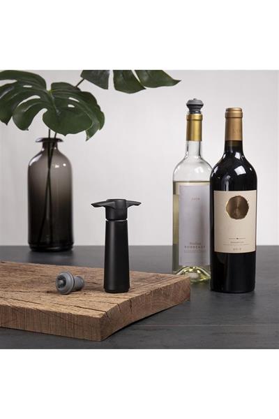 Şarap Koruyucu Siyah 1 Pompa 4 Şarap Tıpası - Kutulu