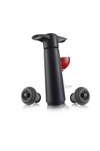 Şarap Vakum Seti / Siyah (1 Pompa + 2 Tıpa)