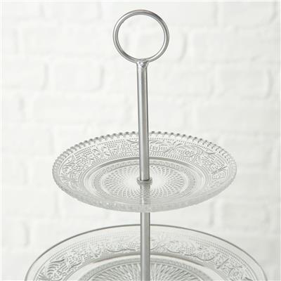 Şeffaf Cam  Dekoratif Raflı Stand 35Cm