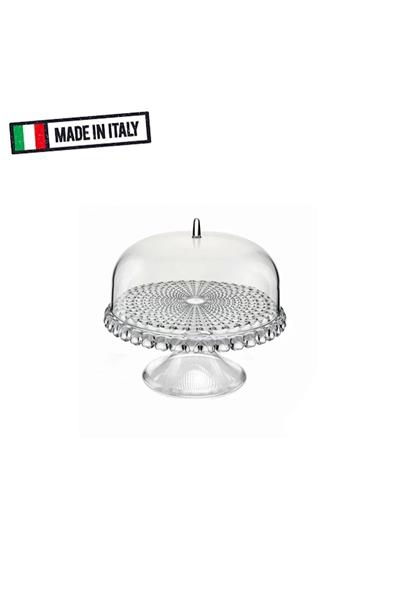 Şeffaf Kapaklı Ayaklı Küçük Kek Tabağı 30X27Cm