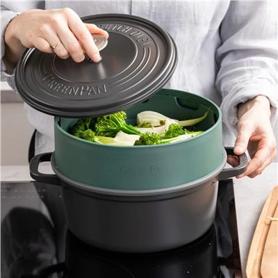 Silikon Steamy 24 Cm Buharda Pişirici Yeşil