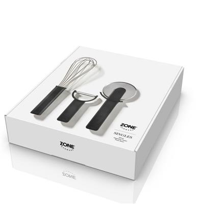 Singles Mutfak Gereçleri Seti 3 Parça Siyah - Çırpma Teli, Sebze Soyacağı Ve Pizza Tekerleği