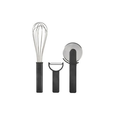 Singles Mutfak Gereçleri Seti 3 Parça Siyah - Çırpma Teli, Sebze Soyacağı Ve Pizza Tekerleği