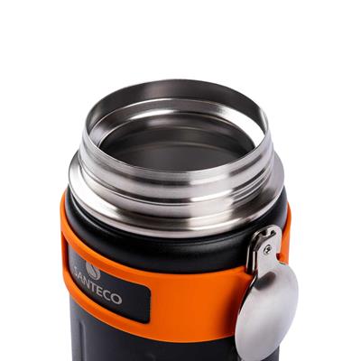 Siyah Çift Katmanlı Paslanmaz Çelik Kaşıklı Yemek Termosu 500 ml