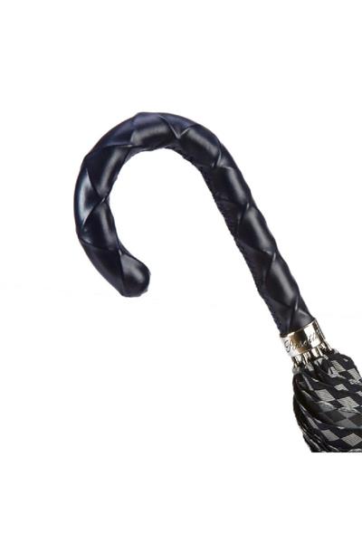 Gri Bükülmüş Deri Saplı Unisex Otomatik Şemsiye 95 cm