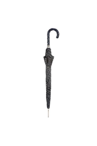 Gri Bükülmüş Deri Saplı Unisex Otomatik Şemsiye 95 cm