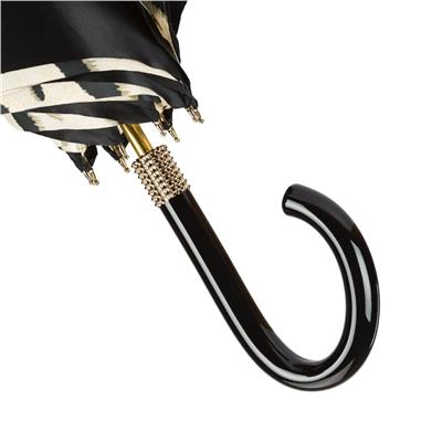 Siyah Kaplan Çizgili Çift Kat Kumaş Unisex Şemsiye 93 cm